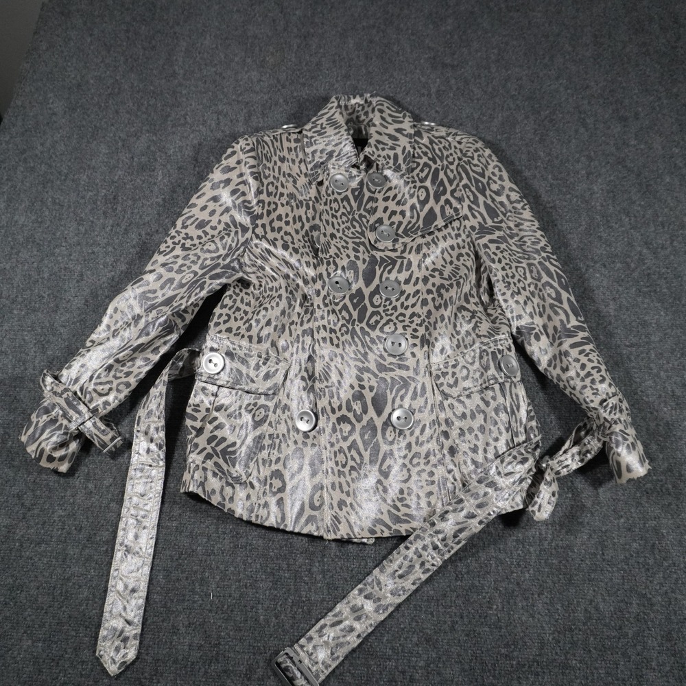 Lisa International Leopard Print Silver Jacket PM Petite Medium Chic